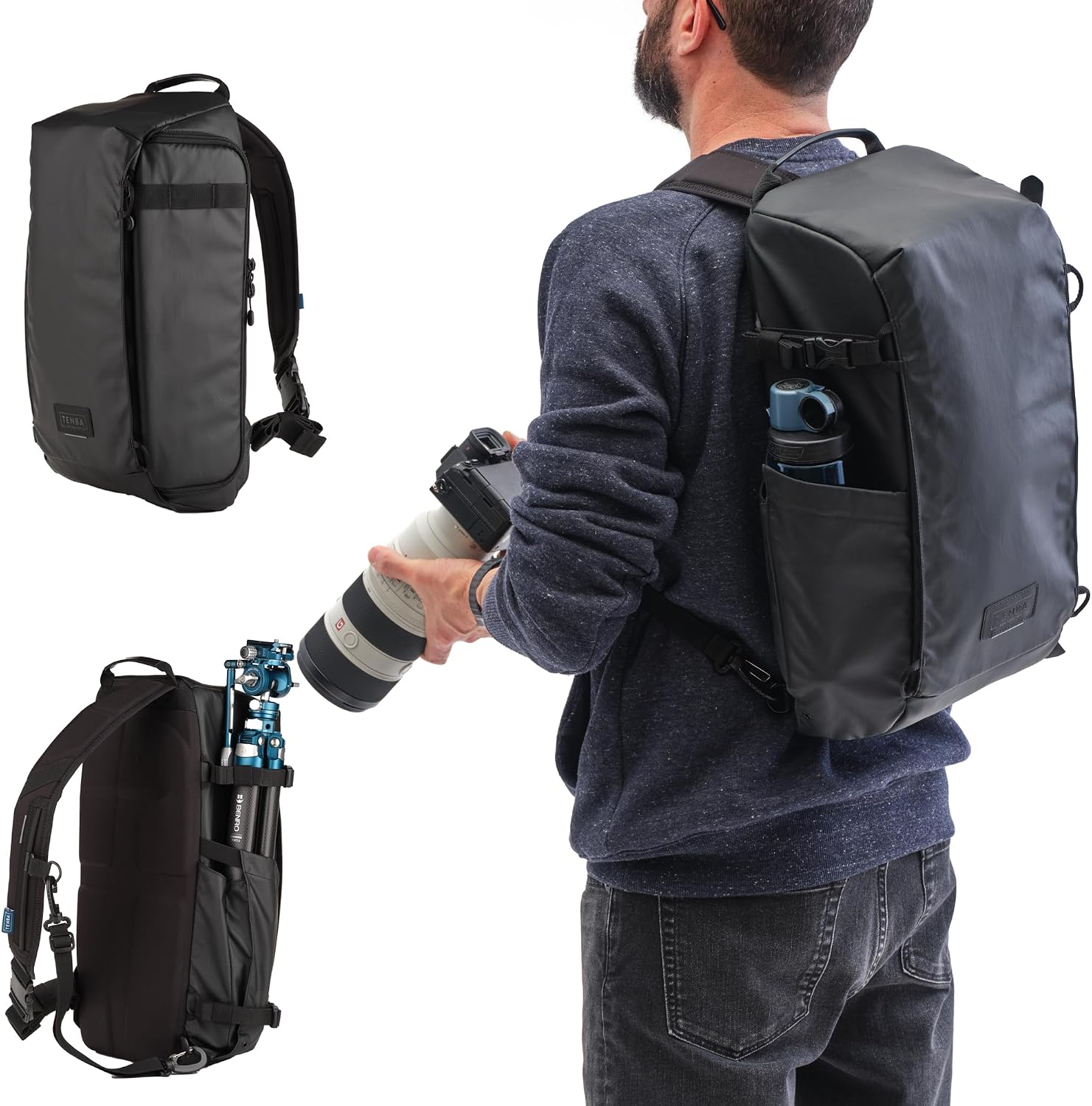 Tenba Solstice v2 16L Sling Bag for DSLR and Mirrorless cameras and lenses, including supertelephoto zooms – Black (636-432)