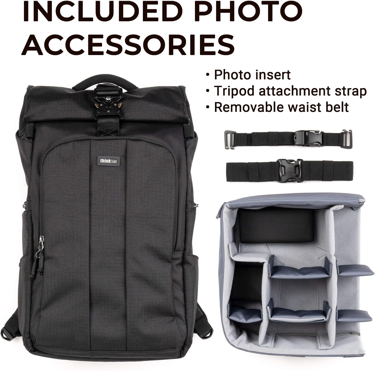 Think Tank FocusPoint 22L RollTop Camera Backpack - Golden Hour: Expandable Travel & Camera Backpack with Laptop Sleeve, Quick Side and Back Access, Rain Cover – Versatile Photography & Travel Bag