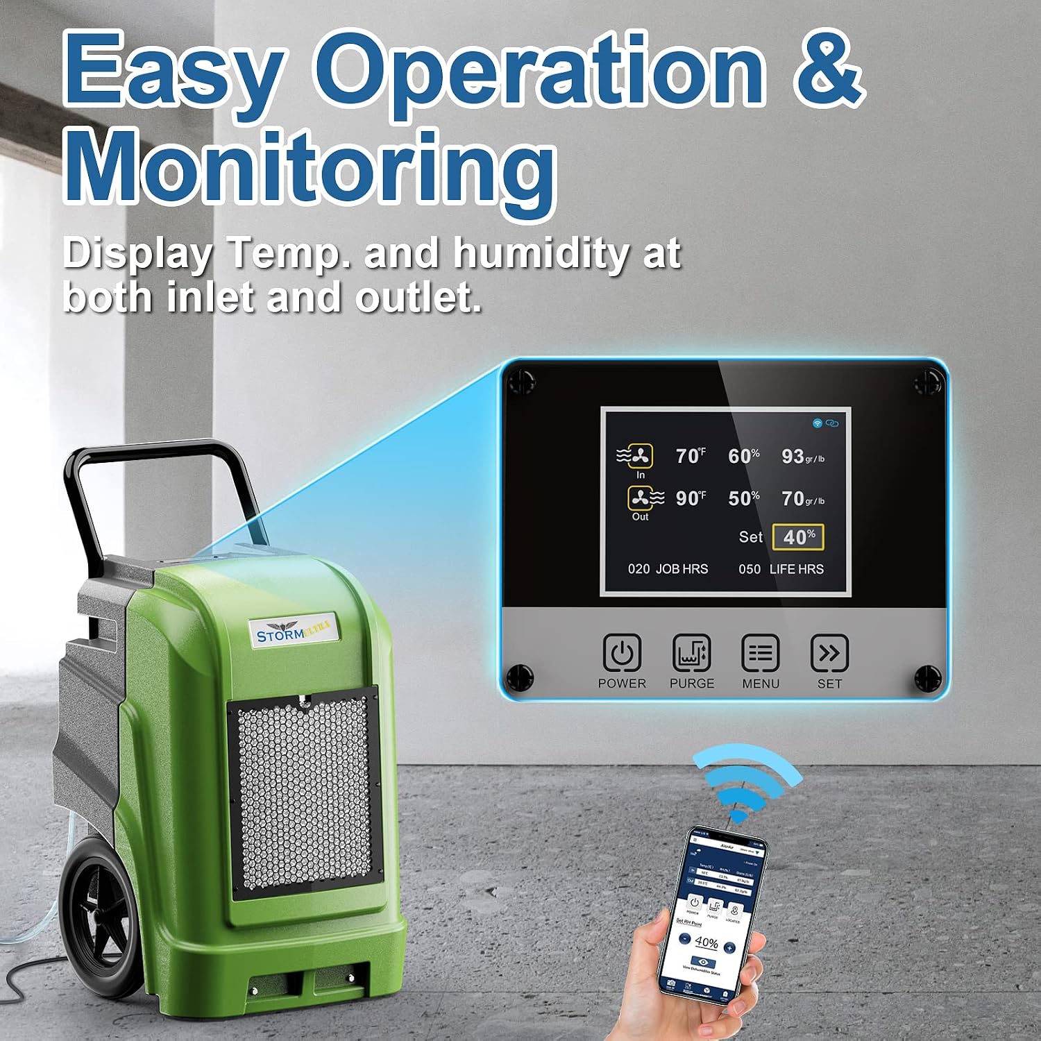 ALORAIR Commercial Dehumidifier with Pump Drain Hose, 190 Pints Smart WiFi Industrial Dehumidifier Large Capacity for Basements, Garages, Mall & Job Sites, 5 Years Limited Warranty