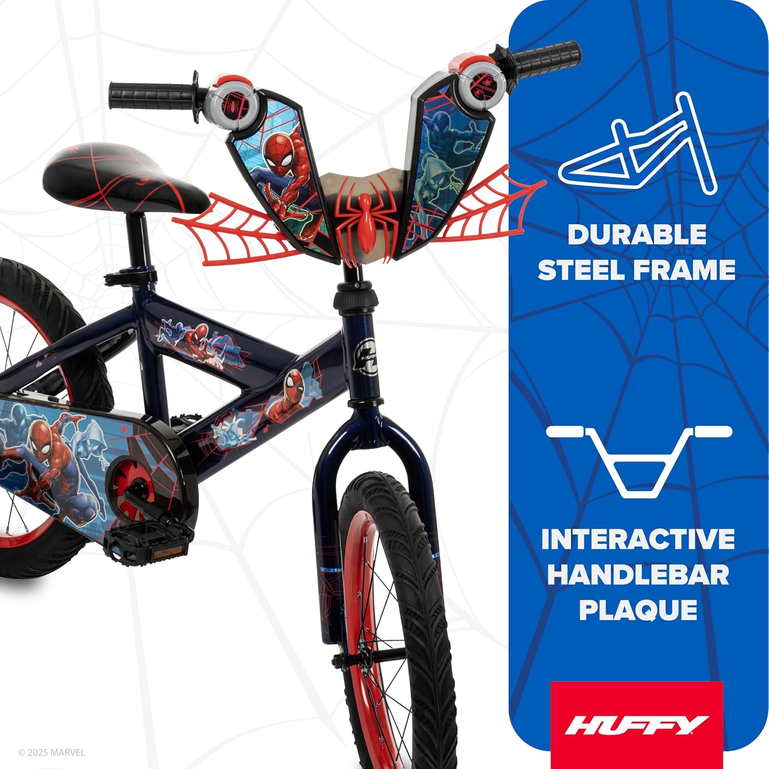 Huffy Disney and Marvel 12/16 Inch Boy's Bike for Kids, Multiple Color Options and Designs Available, Ideal for Ages 3+ Years Old, Removable Training Wheels, Adjustable Seat, Simple Coaster Brake