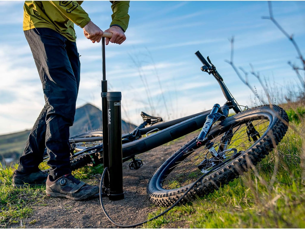 LEZYNE High Volume Tubeless Bike Floor Pump Compatible with 2.5' Gauge - 220 PSI Tire Air Pump for Mountain/Gravel Bikes - ABS-1 Pro Tubeless Chuck