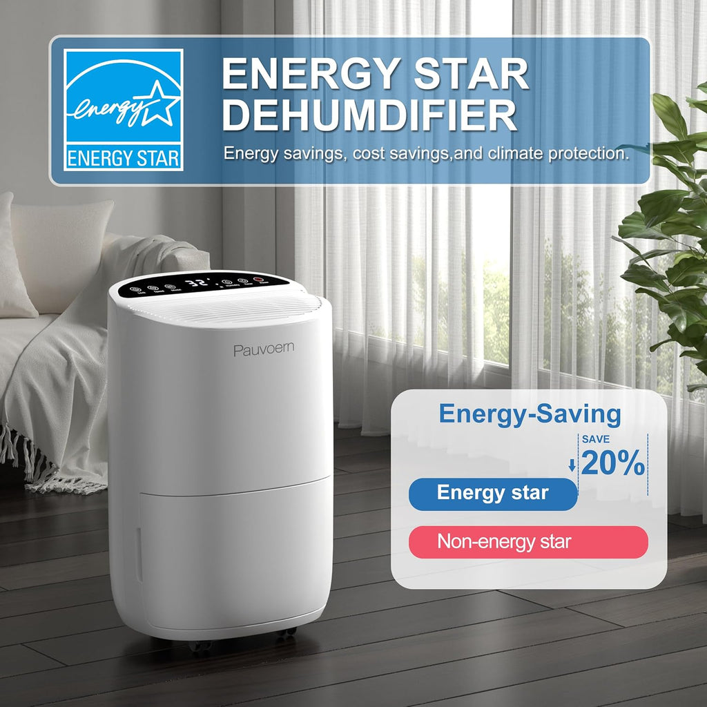 Energy Star Smart Dehumidifier for Home & Basement, Up to 2000 Sq. Ft, 35 Pints (95°F, 90% RH), 37dB Ultra Quiet with Sleep Mode, App Control, Child Lock & Continuous Drain Hose Included