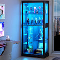 Lvifur 71' Display Cabinet with Glass Doors, LED Curio Cabinet with 3 Lights for Living Room, Modern 7-Tier Glass Display Case for Collectibles, Tall Storage Cabinet with Human Body Sensor, Black