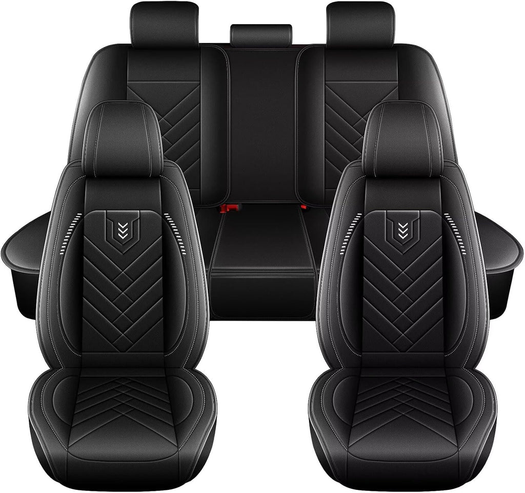 AOMSAZTO Car Seat Covers Fit for Subaru Crosstrek 2016-2025 2026 Full Set Premium Seat Covers Waterproof Leather Automotive Seat Cushion Protector Compatible with Airbag(5 Seats,Black)