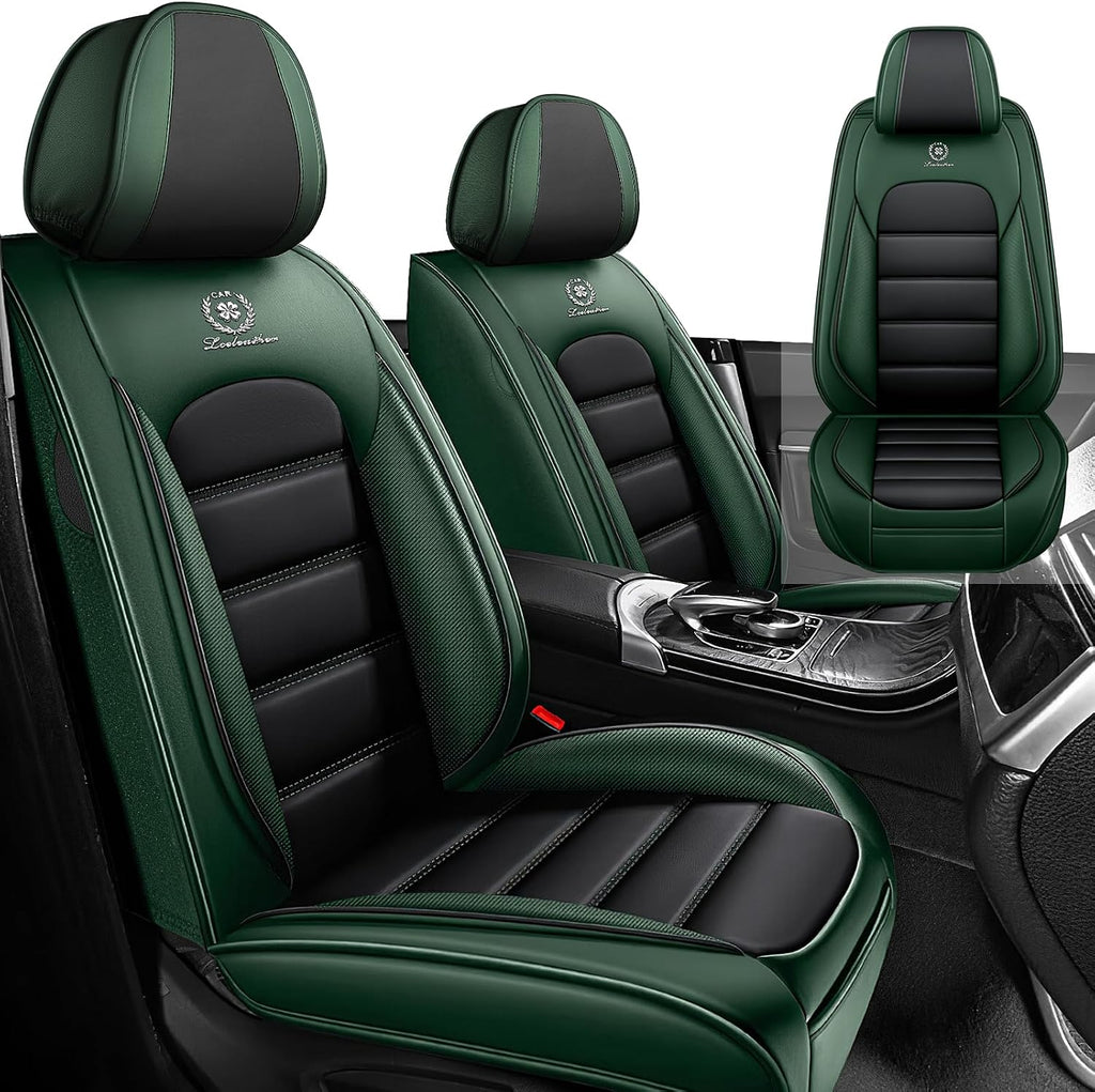 Car Seat Cover Fit for Dodge Charger 2006-2024,Compatible Airbag Non-Slip Waterproof Seat Cover,Car Seat Protector Premium Interior (Standard 2 Seats,Black Green)