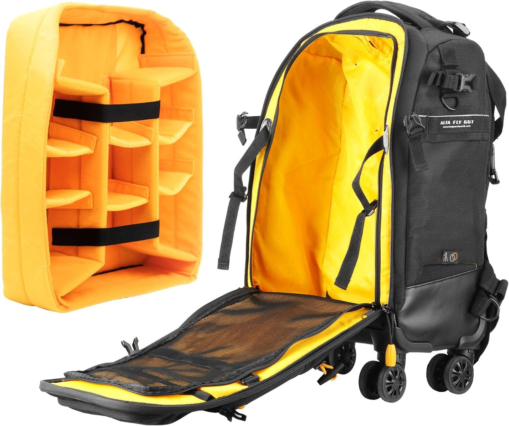 VANGUARD ALTA FLY 55T G2 DSLR Camera Backpack, 8 Wheel Spinner/Trolley, Black