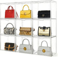 Purse Organizer for Closet,9 Pack Clear Acrylic Display Case for Handbag Organizer, Purse Storage Box with Magnetic Door, Plastic Storage Bins for Book, Collectibles
