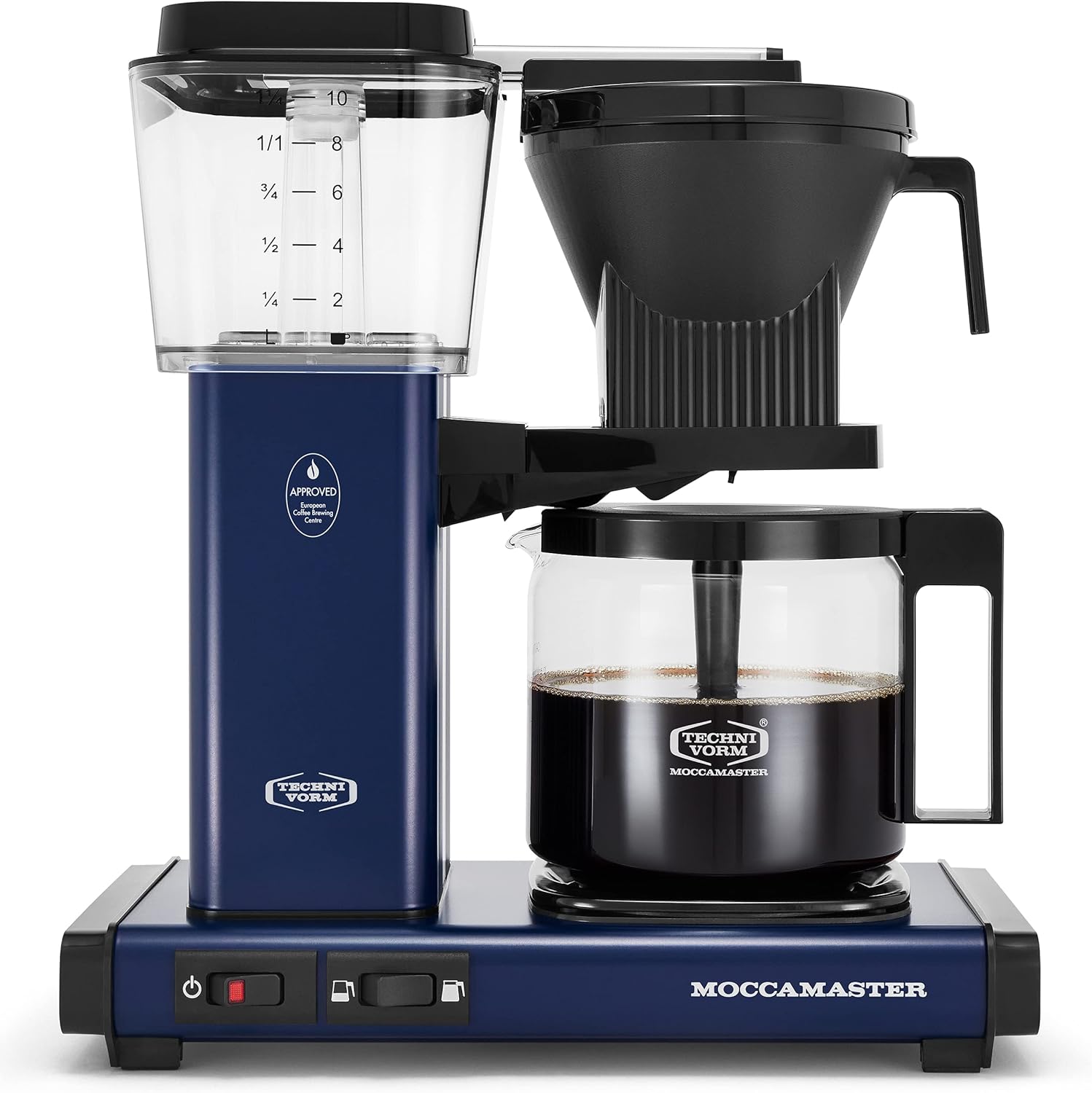 Moccamaster 53928 KBGV Select Coffee Maker, Midnight Blue, 40 ounce, 10-Cup, 1.25L & #4 White Paper Filters, 100-count per box