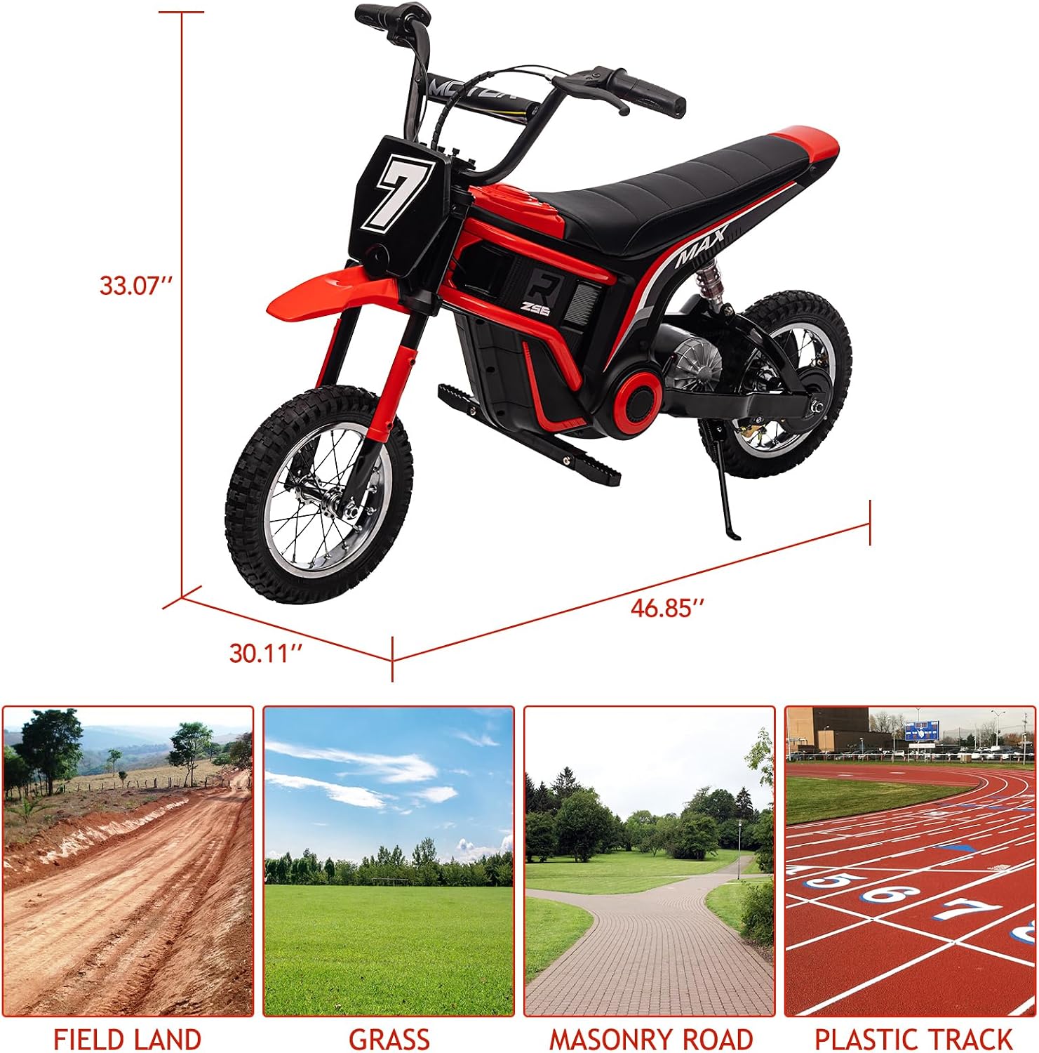 24V 350W Electric Dirt Bike for Kids – 3-Speed Modes, 14.29MPH Max Speed, ASTM-Certified Safe Motorcycle with Shockproof Suspension, Best Gift for Boys & Girls