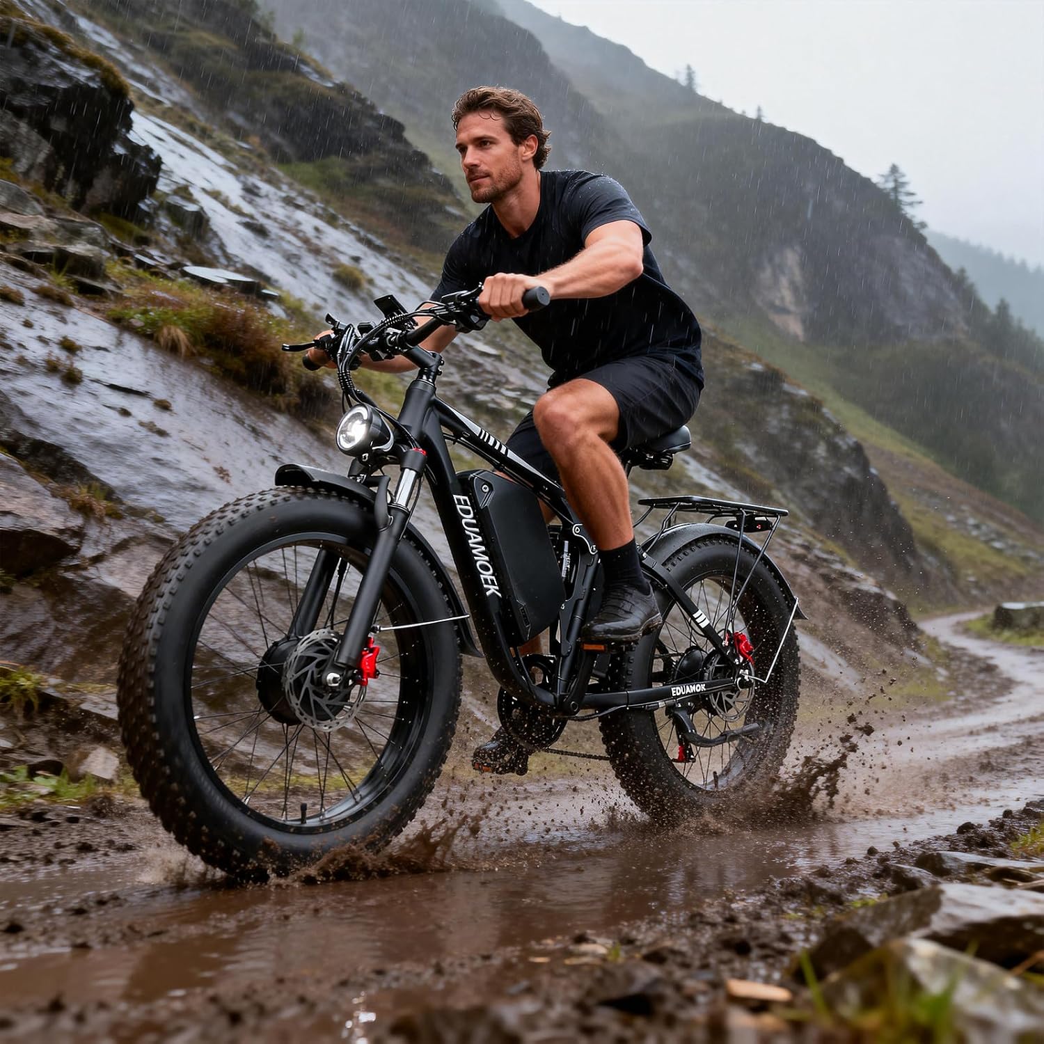 Peak-9000W-Dual-Motor-Electric-Bike for Adults, 52V 34AH Battery Up To 105 Miles, 42-46M PH Fast-Dual-Motor-Ebike,24'*4' Full-Suspension-Women-Men-Fat-Tire-Electric-Bicycle for Mountain Snow Off-Road