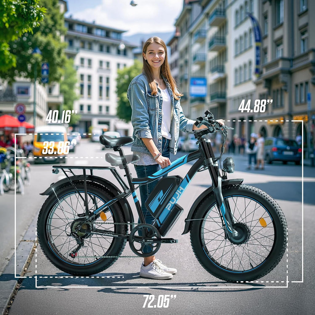 6000W Dual Motor Electric Bike, Ebikes for Adults Max 38-50MPH Up to 100 Miles Range, 60V 20Ah Removable Battery with 24/26' Fat Tire Electric Bicycles for Men Women, E-Bike for All Terrain PU2