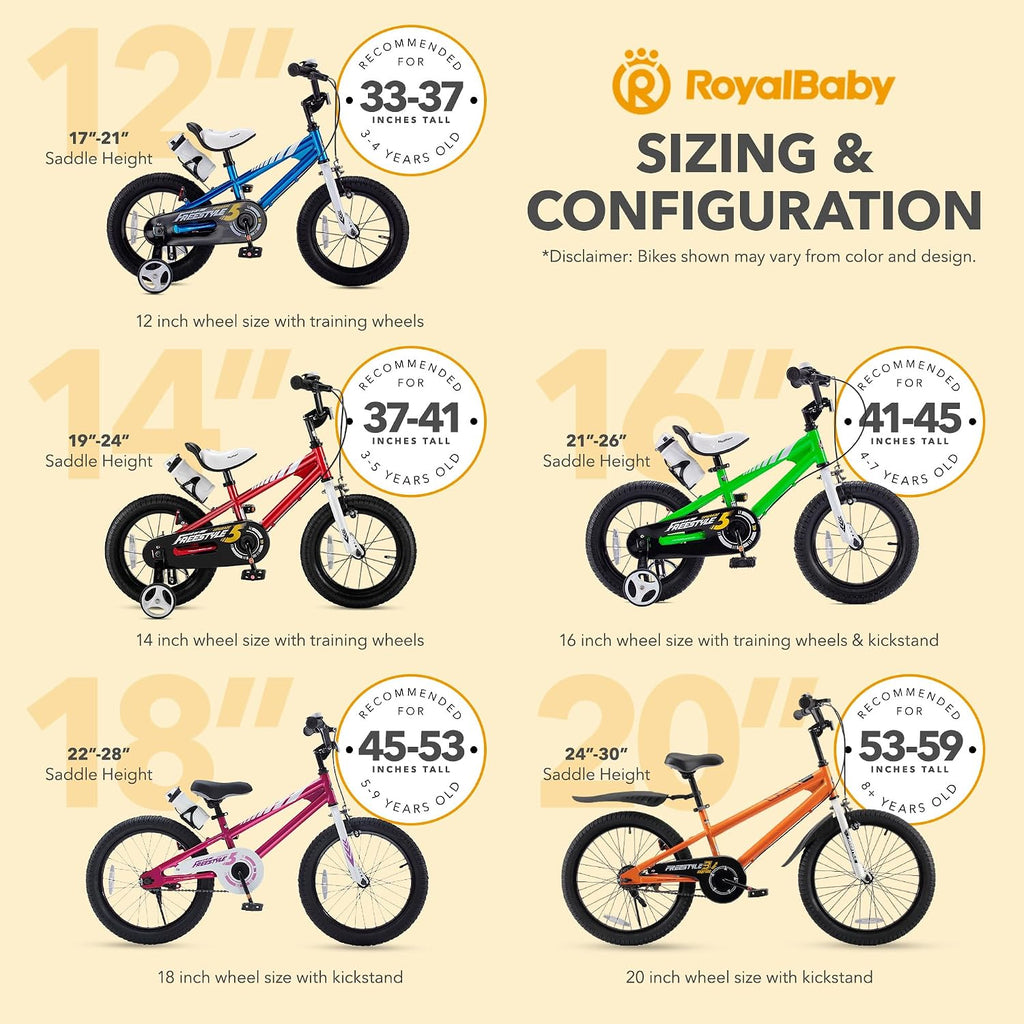 RoyalBaby Kids Bike with Dual Handbrake for Beginners,12 14 16 18 20 Inch Bicycle for Boys & Girls Ages 3-10 Years