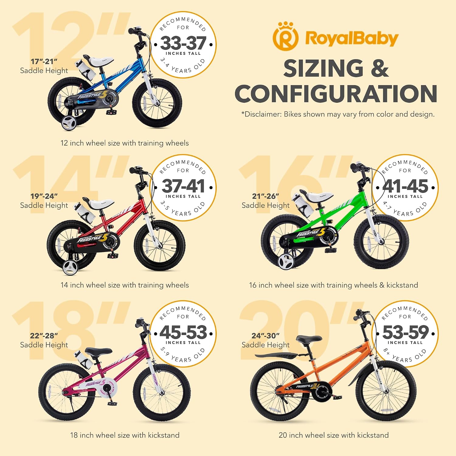 RoyalBaby Kids Bike with Dual Handbrake for Beginners,12 14 16 18 20 Inch Bicycle for Boys & Girls Ages 3-10 Years