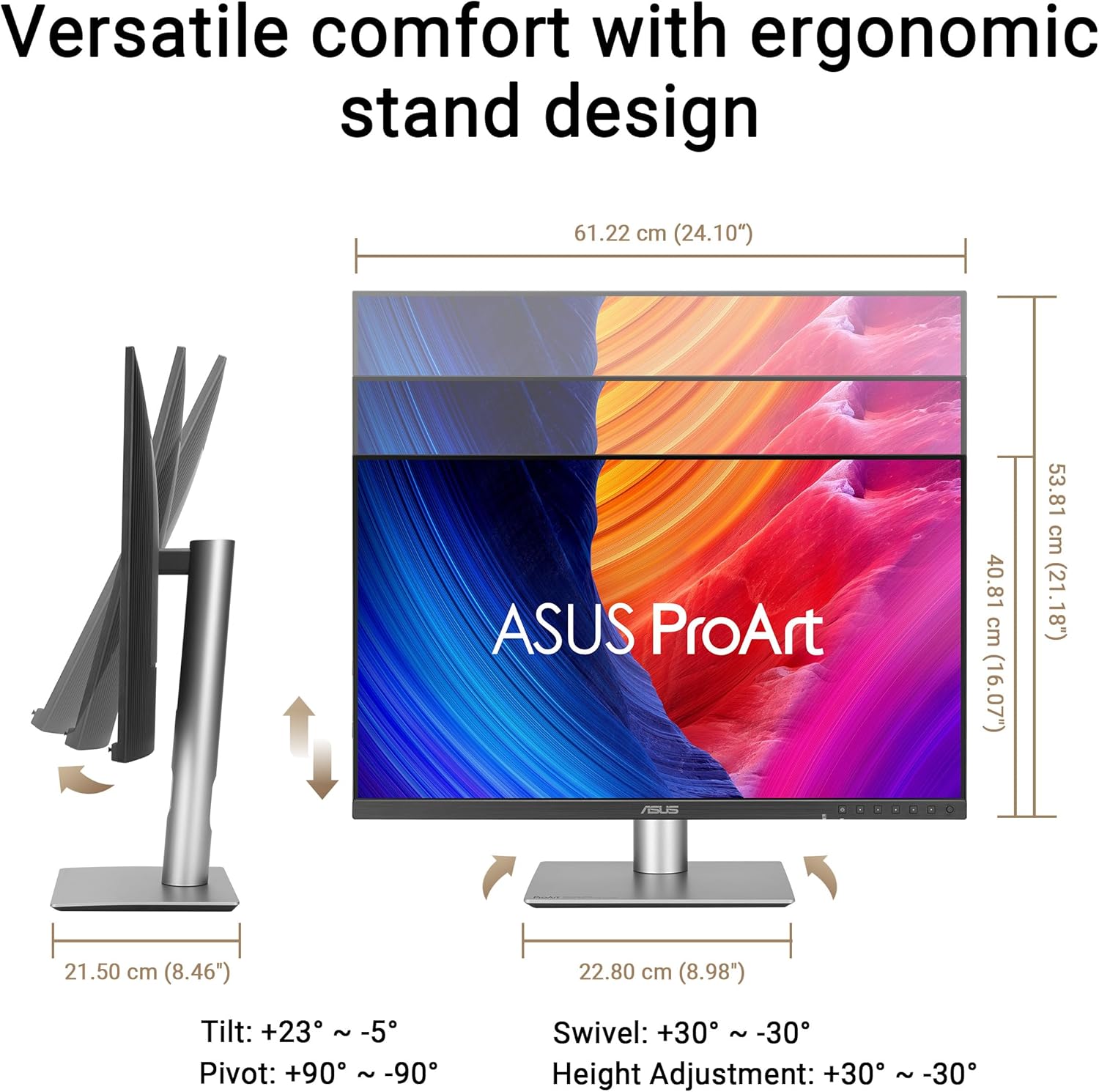 ASUS ProArt Display 27' 5K HDR Professional Monitor (PA27JCV) - 5K (5120 x 2880), IPS, 99% DCI-P3, 100% sRGB, ΔE < 2, USB-C PD 96W, Calman Verified, Color Accurate, LuxPixel, 3 yr Warranty