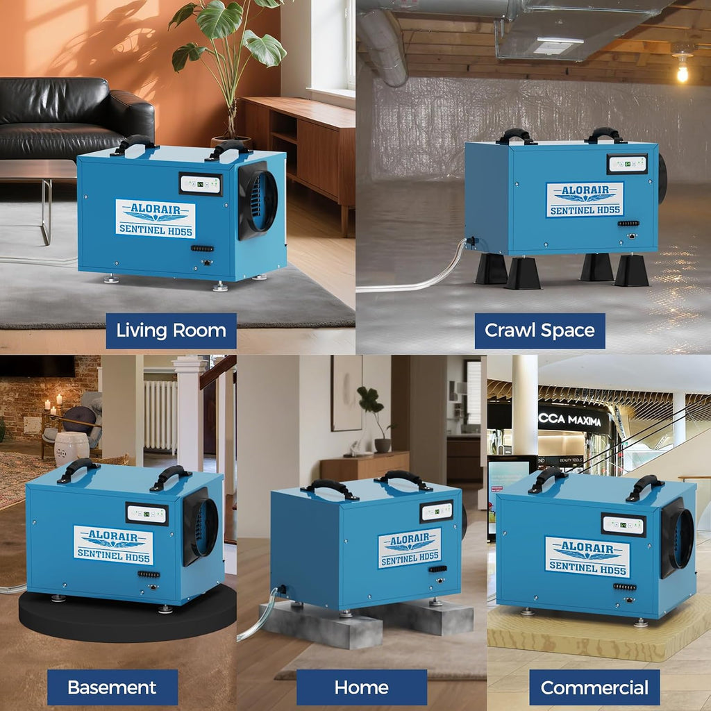 ALORAIR Wi-Fi Crawlspace Dehumidifier, 113 Pint with Drain Hose for Crawl Space, Basement, Commercial and Water Damage Restoration, Compact and Portable, Auto-Defrost
