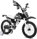 KEANO Motocross Style Kids Bike for Boys Girls Ages 3-7 Years, 12 & 16 Inch Bikes with Training Wheels and Number Plate, Children Bicycles Black