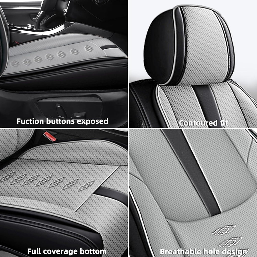 Leather Seat Covers for Lexus TX 500h 2024 2025,Car Seat Covers Front Set,Waterproof Car Seat Protectors with Airbag,Comfort Interior Cover Seats for Cars(Black+Grey,Pillows)