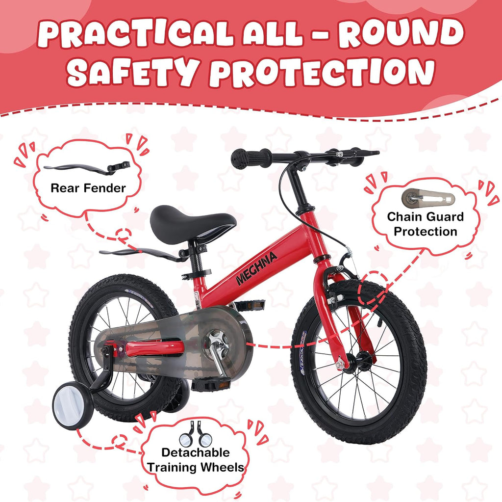 ZUKKA Toddler Balance Bike 2 in 1 with Detachable Training Wheels 14 Inch Kids Bike Aged 3-7 Years Old with Adjustable Seat Handlebar and Coaster Brake for Boys Girls