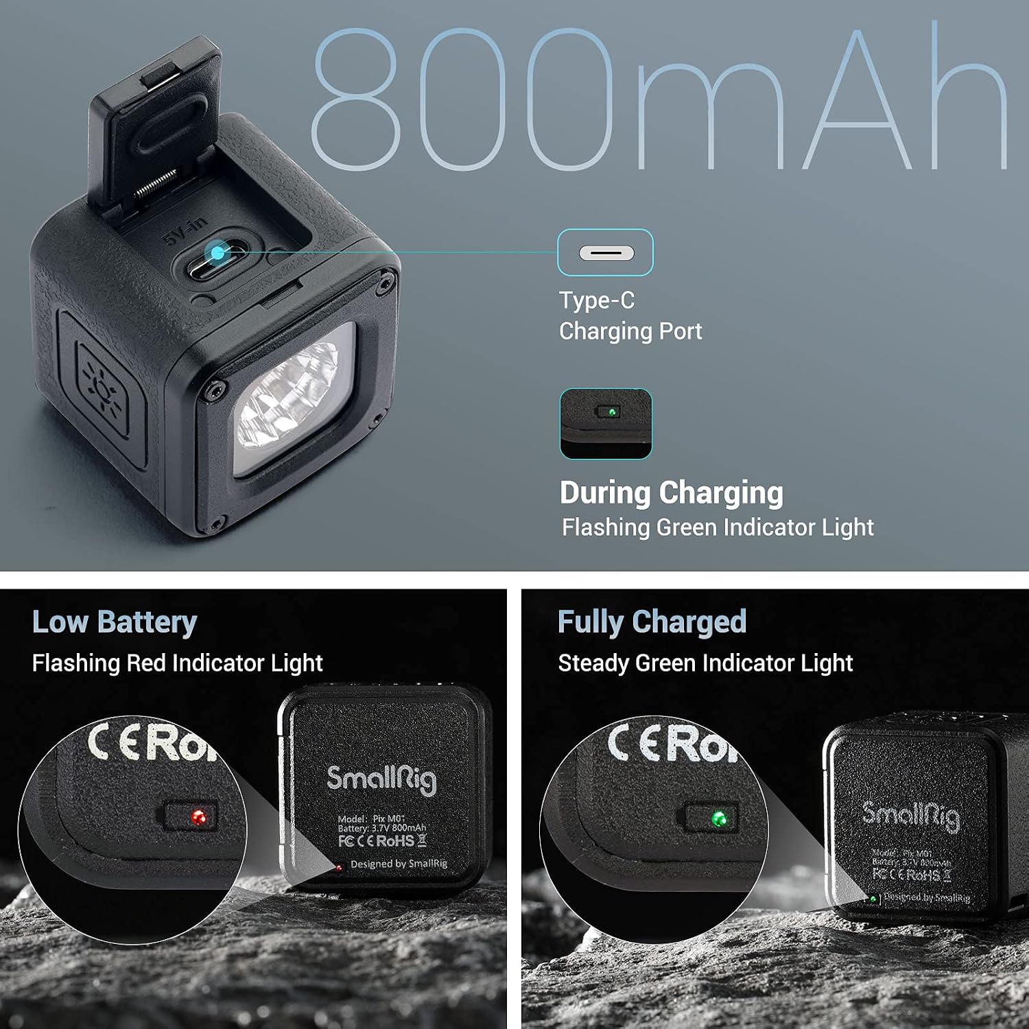 SmallRig RM01 Mini LED Video Light (3 Pack), Waterproof Portable Lighting Kit with Gels, Barndoor, Diffuser, Dimmable Fill Light 5600K CRI95, Lume Cube Camera Light for Stop Motion, Macro Photography