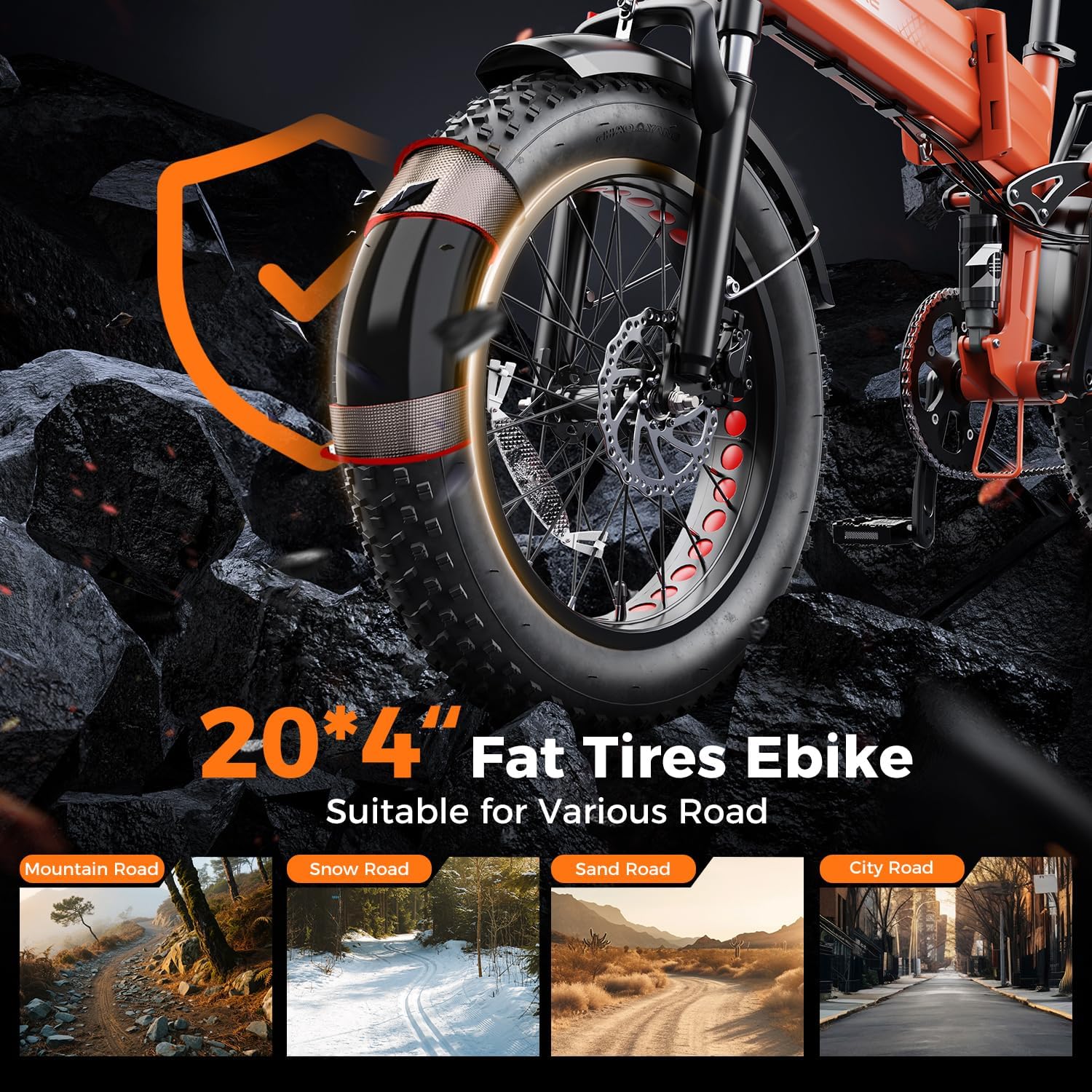 Heybike Mars 2.0/3.0 Foldable Electric Bike, UL2849 Certified, 70+Miles Long Range, 1400W/1800W Peak Motor 32MPH, 624WH Removable Battery, 20'*4 Fat Tire Ebike for Snow, Commute, Full Suspension