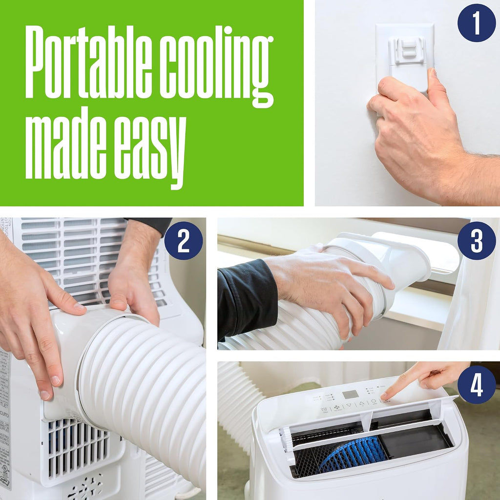 Westinghouse 12,000 BTU Air Conditioner Portable For Rooms Up To 550 Square Feet, Portable AC with Home Dehumidifier, Smart App, 3-Speed Fan, Programmable Timer, Remote Control, Window Kit,White