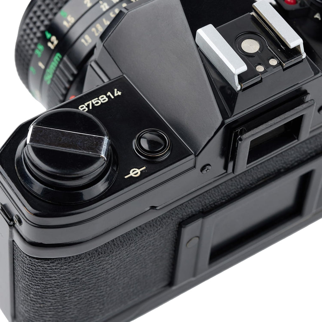 Canon AE-1 35mm SLR Film Manual Focus Camera (Black) with 50MM Canon FD Mount Lens. (Renewed)
