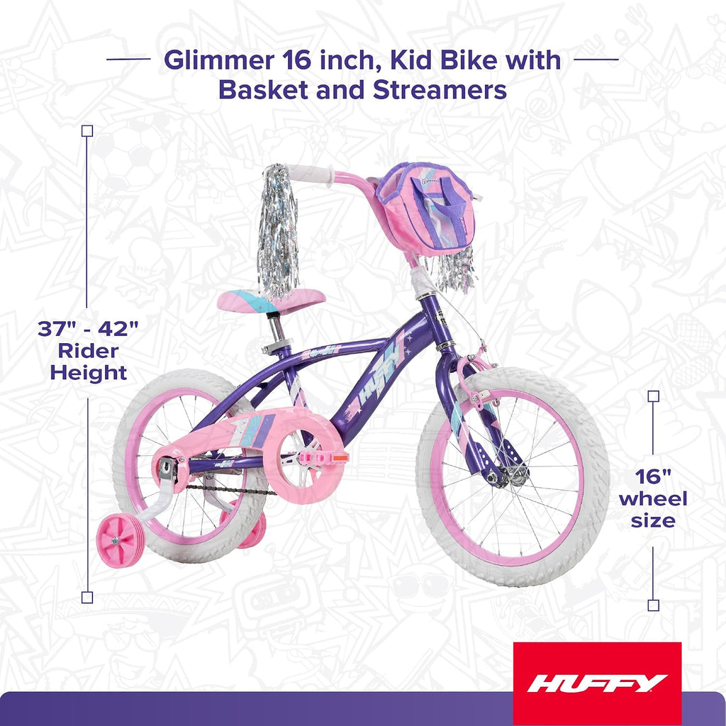 Huffy Kids 12/16 Inch Bikes, Multiple Color Options Available, Ideal for Ages 3+ Years Old, EZ Build Assembly, Removable Training Wheels, Chain Guard for Safety, Fun and Playful Designs
