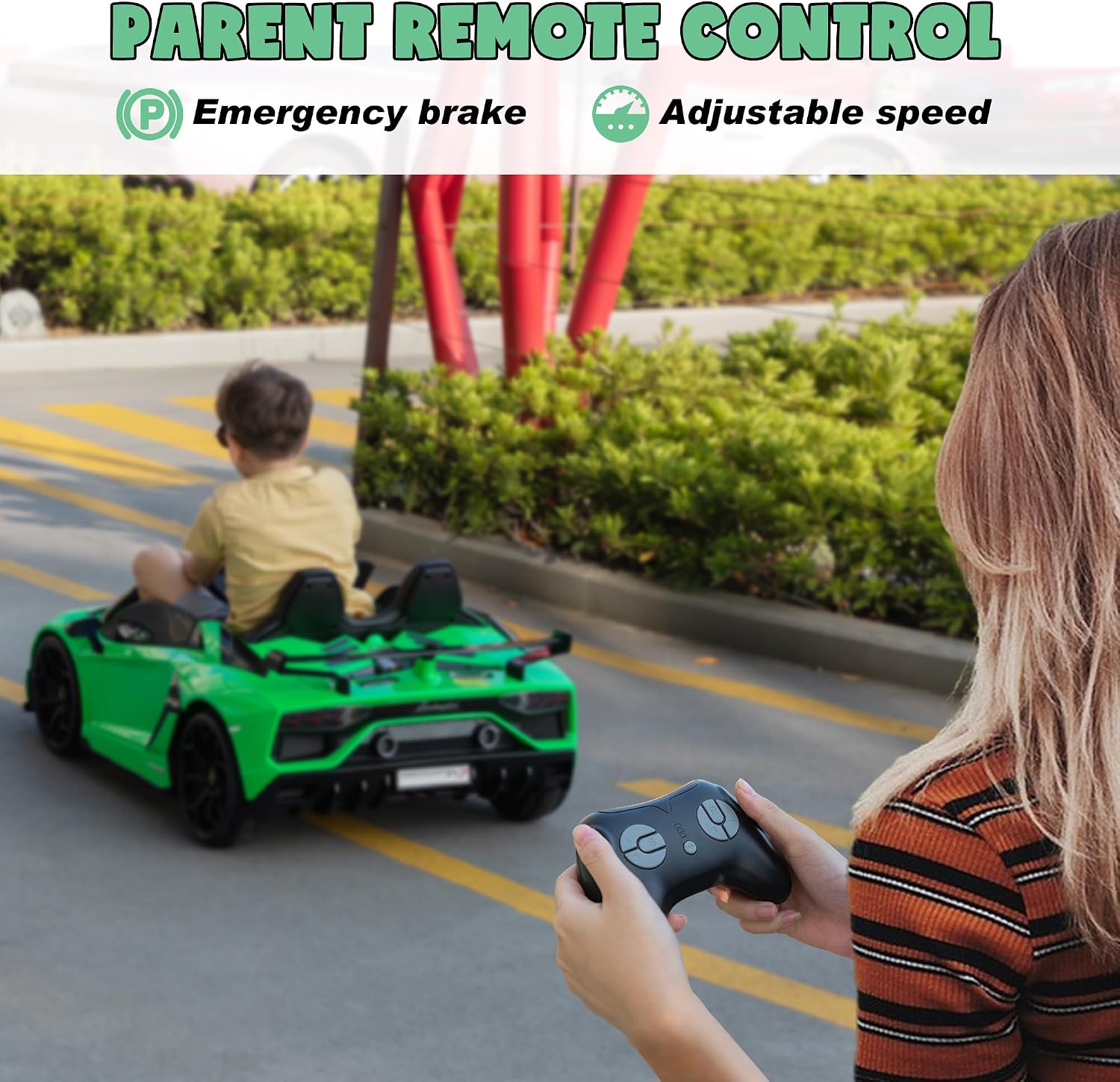 2-Seater Ride on Car 24V Electric Lamborghini for Kids High Speed 13km/h Drift Sports Car with PU Leather Seats w/Adjustable Safety Belt, 2 Speeds Mode, Music, Gifts for Children