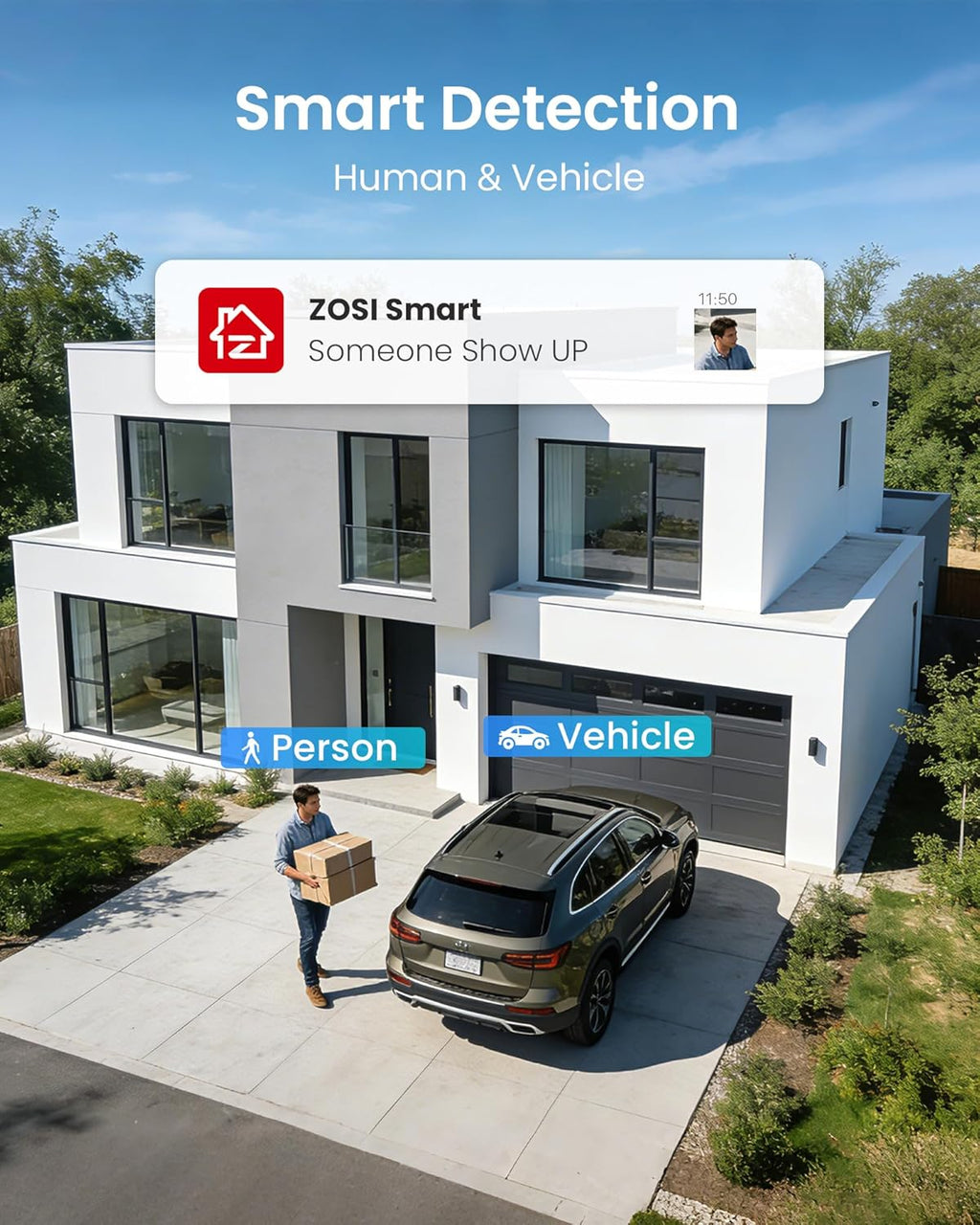 ZOSI 8CH 3K Lite Wired Security Camera System with AI Human Vehicle Detection, 8pcs 1080p Outdoor Indoor Surveillance Cameras, H.265+ 8-Channel CCTV DVR, NO Monthly Fee, Remote Access, NO Hard Drive