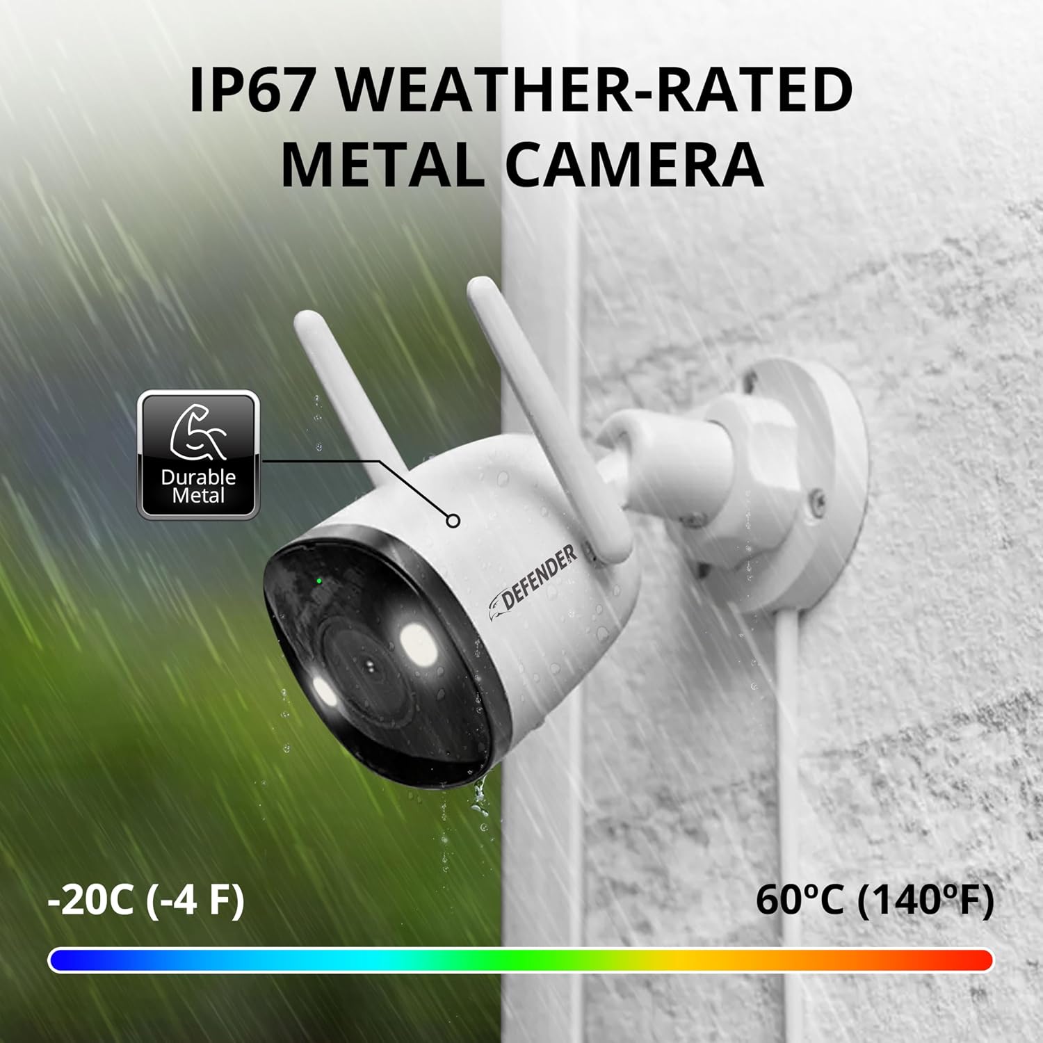 Defender AI Powered 4K Guard Pro 8MP WiFi 6, Plug-in Power Wireless Security Camera Outdoor, with Smart AI Human Detection, Bluetooth, Two-Way Talk, Works w/Guard App, 4 Pack