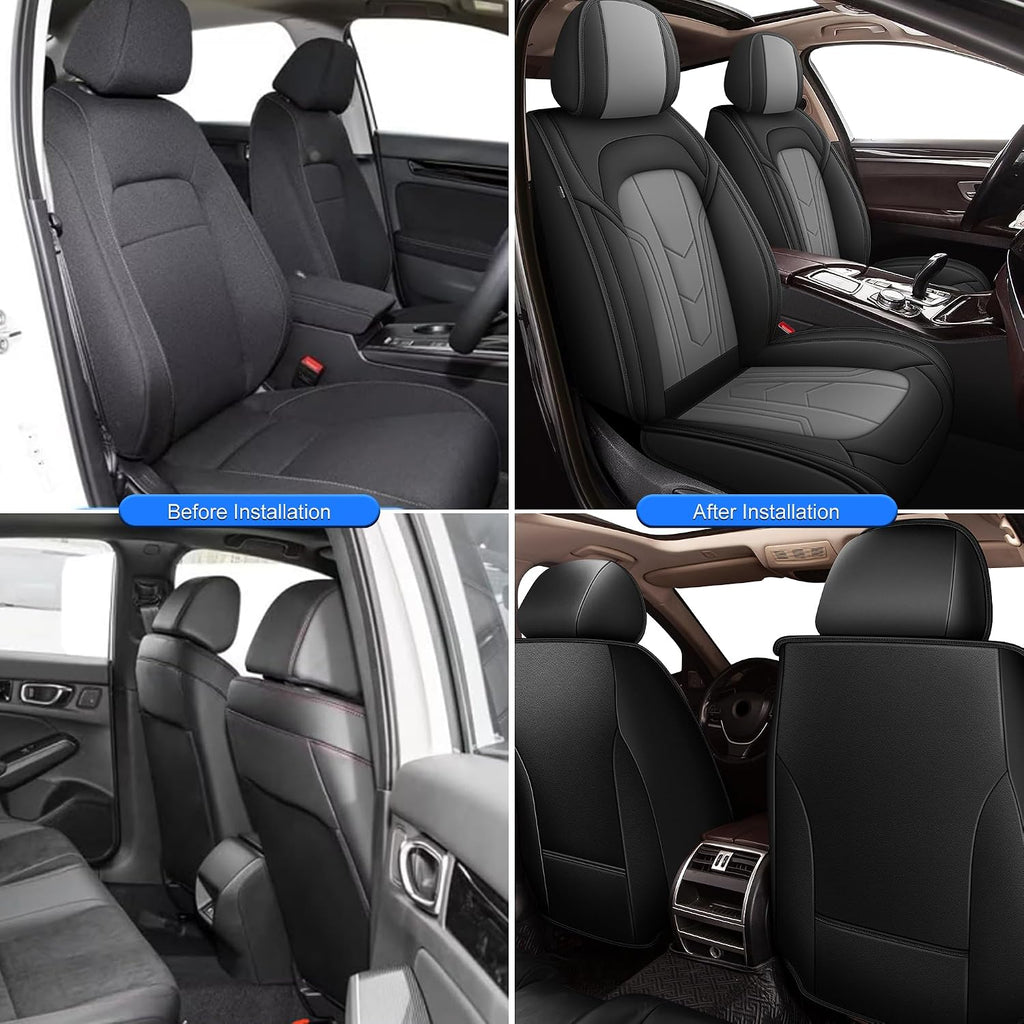 Seat Covers Compatible with Chevrolet Chevy Equinox 2007-2025 2026 Front Seat Cover for Car, Premium Luxury Faux Leather Seat Protector Seat Cushion (Black&Grey)