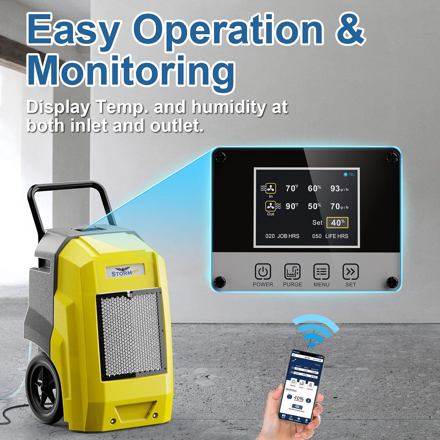 ALORAIR 180 Pints Commercial Dehumidifier with Pump Drain Hose, Smart Wi-Fi Dehumidifier for Large Basement, Industrial or Commercial Space, Smart Wi-Fi, 5 Years Limited Warranty