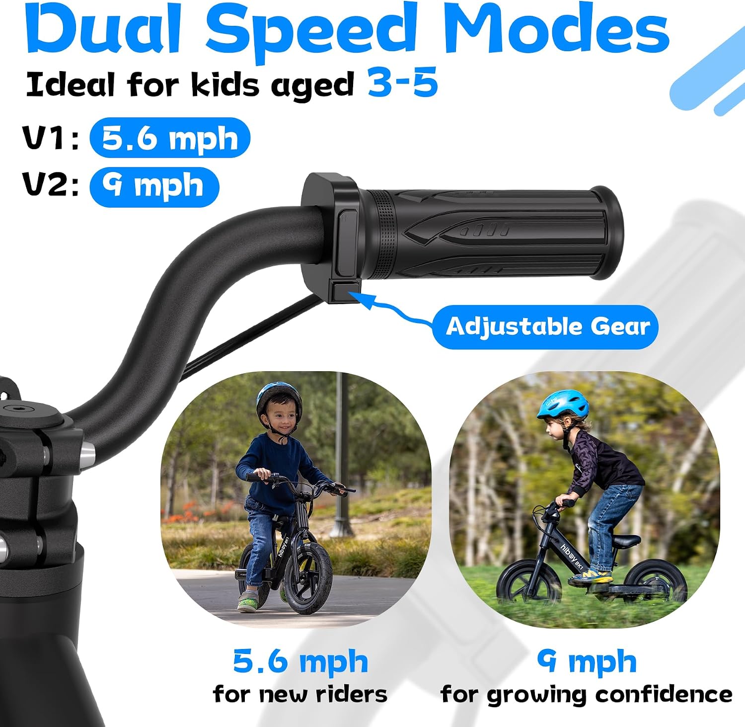 Hiboy Electric Balance Bike for Kids, 12-Inch Tires, 5.6/9 mph, Adjustable Seat, Up to 4.9 Miles, Electric Bike for Kids Ages 3–5