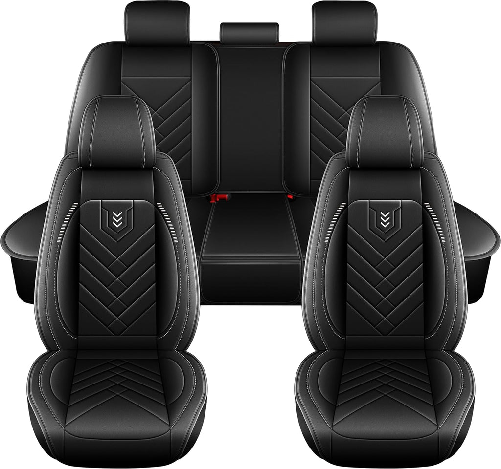 AOMSAZTO Car Seat Covers Full Set Fit for Nissan Rogue 2010-2025 2026 Waterproof Faux Leather Car Seat Cushions Automotive 5 Seat Covers Set（Black）
