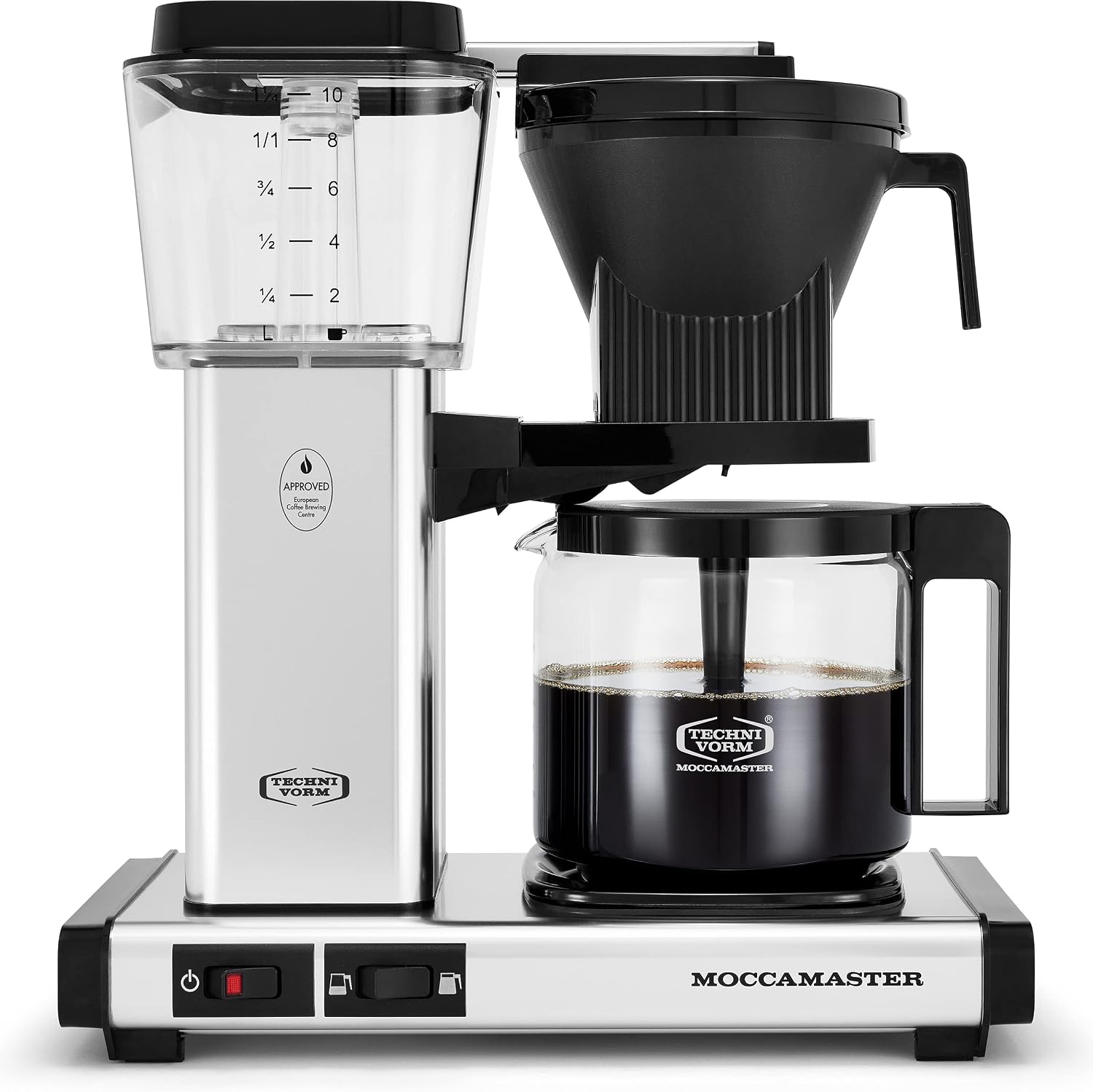 Technivorm Moccamaster 49520 KM5 Burr Coffee Grinder, Polished Silver & 53941 KBGV Select 10-Cup Coffee Maker, Polished Silver, 40 ounce, 1.25l