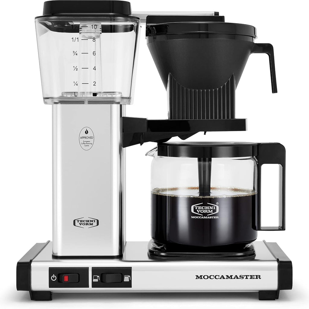 Technivorm Moccamaster 53941 KBGV Select 10-Cup Coffee Maker, Polished Silver, 40 ounce, 1.25l & #4 White Paper Filters, 100-count per box