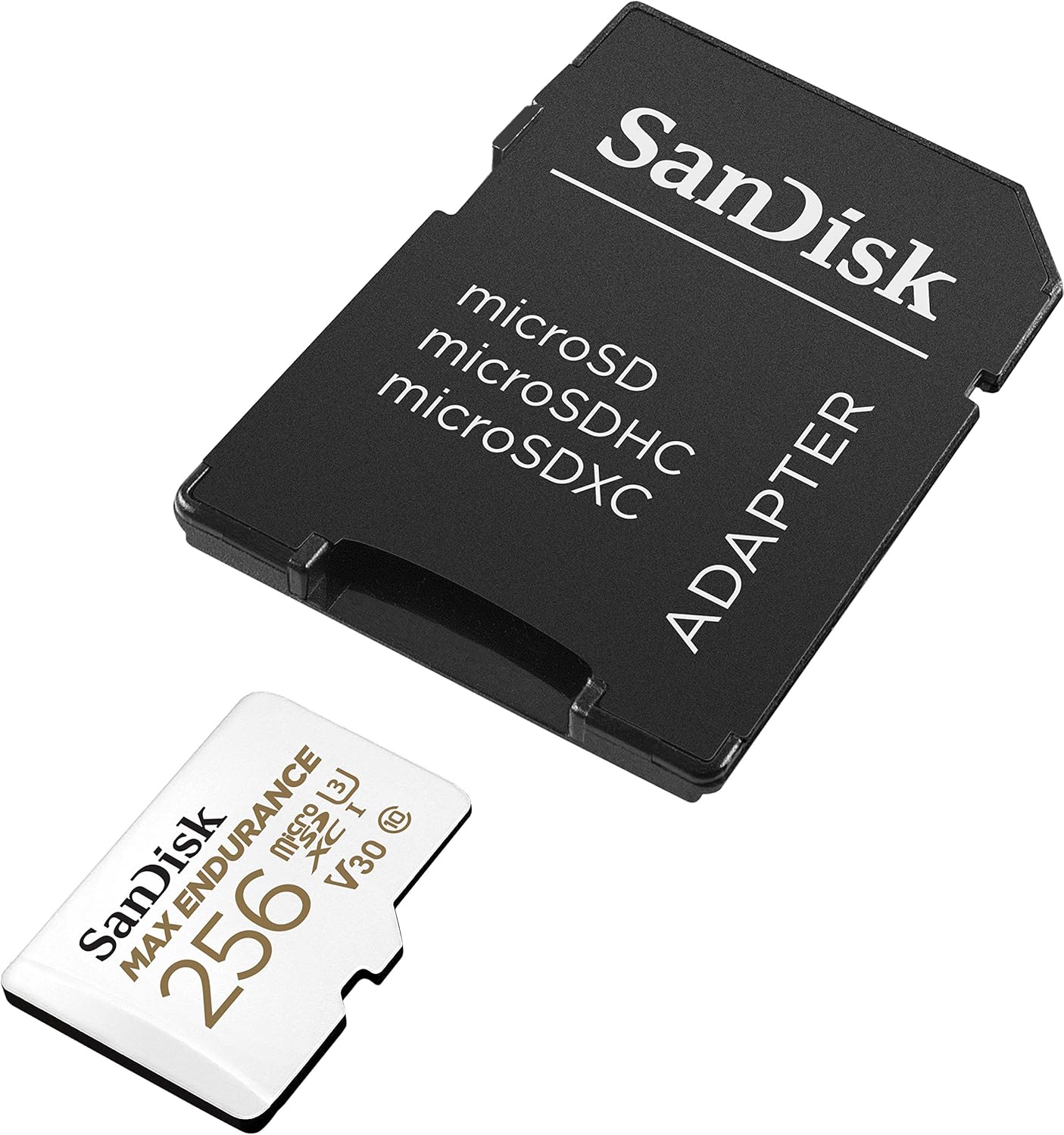 SANDISK 256GB MAX Endurance microSDXC Card with Adapter for Home Security Cameras and Dash cams - C10, U3, V30, 4K UHD, Micro SD Card - SDSQQVR-256G-GN6IA