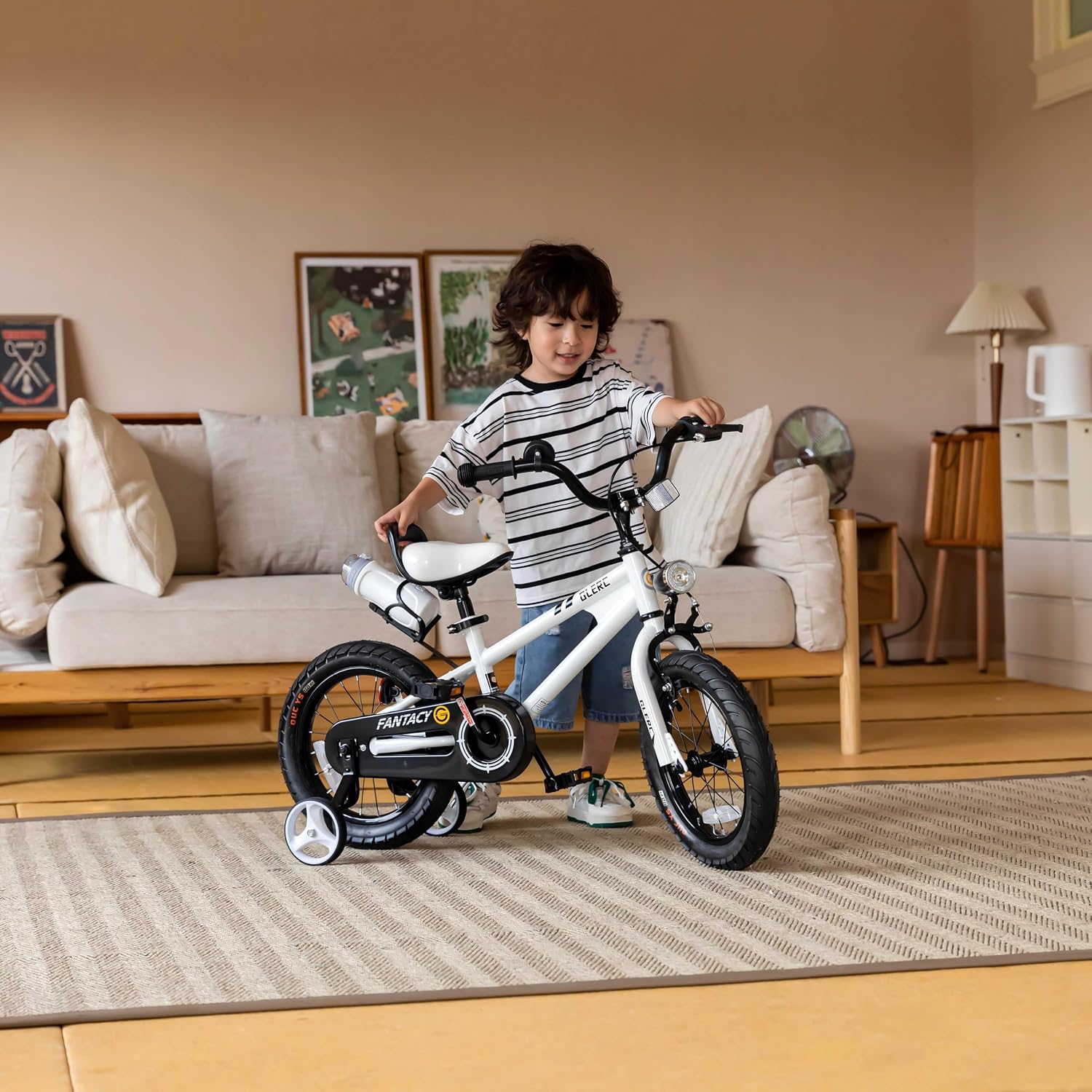 Glerc Fantacy Kids Bike, 12-20 Inch Children Bicycle for 2-13 Years Old Boys Girls, Kids Bicycle with Water Bottle Holder & Headlight & Training Wheels, Multiple Colors