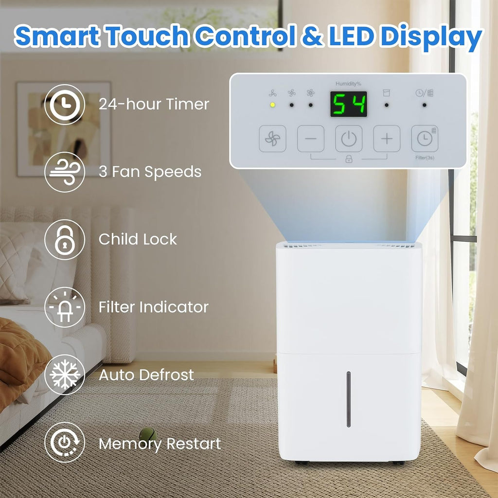 ARLIME 94.5 Pints Dehumidifier for Home, 6000 Sq.Ft Dehumidifier w/24H Timer, LED Display, Child Lock, Drain Hose& Auto Defrost for Bedroom Basement Garage Office (94.5 Pints)