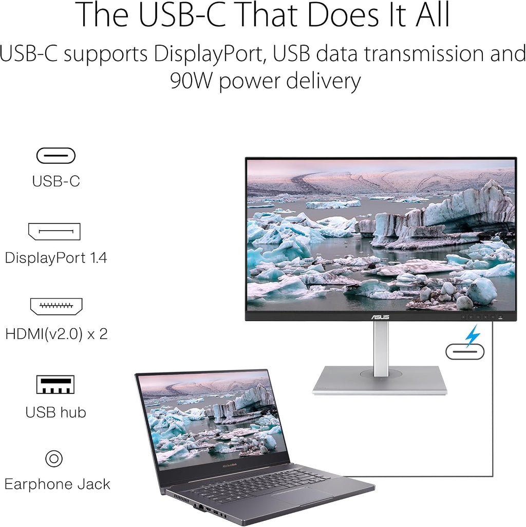 ASUS ProArt Display 27' 1440P Professional Monitor (PA278CGV) - IPS, QHD (2560 x 1440), 144Hz, 95% DCI-P3, ΔE < 2, Calman Verified, USB-C PD 90W, FreeSync Premium, DisplayHDR 400, Height Adjustable