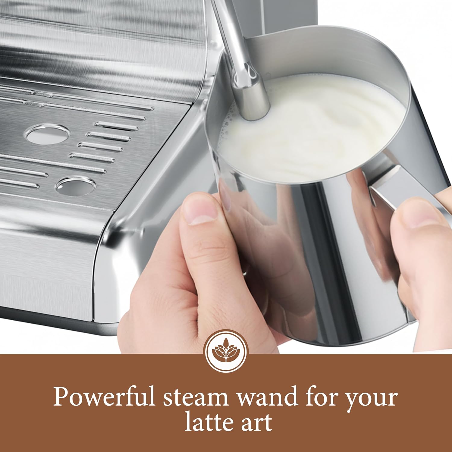 Kndko Espresso Machine with Grinder, 20 Bar Automatic Espresso Maker with Milk Frother Steam Wand, Removable Water Tank, Latte & Cappuccino Machine for Home Barista