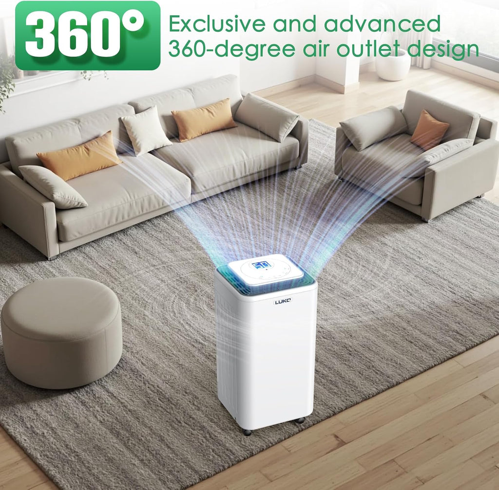 LUKO 2000 Sq. Ft Dehumidifiers for Large Room and Basements, 30 Pints Dehumidifier with Drain Hose, Auto or Manual Drainage, 0.528 Gallon Water Tank, Auto Defrost, Dry Clothes Function, 24H Timer
