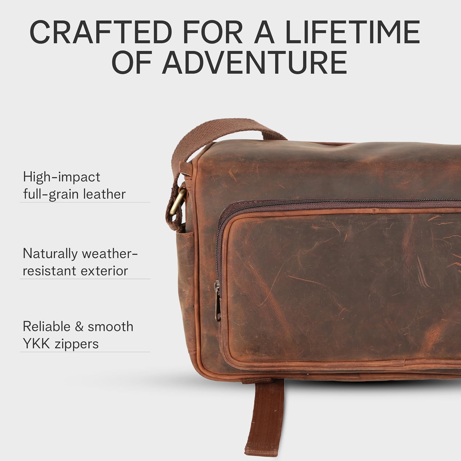 rofozzi Leather Camera Messenger Bag, Crossbody Camera Bag for Photographers with Tripod Carry Lugguage Sleeve