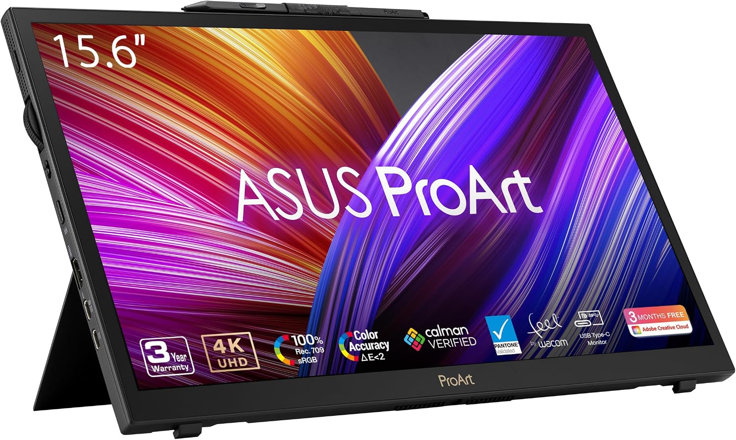 ASUS ProArt Display 15.6' 4K Pen Display (PA169CDV) – IPS, UHD (3840 x 2160), WACOM Feel EMR, 100% sRGB, Calman Verified, Pantone Validated, Speakers, USB-C, 10-Point Touch, Dial, 3 Year Warranty