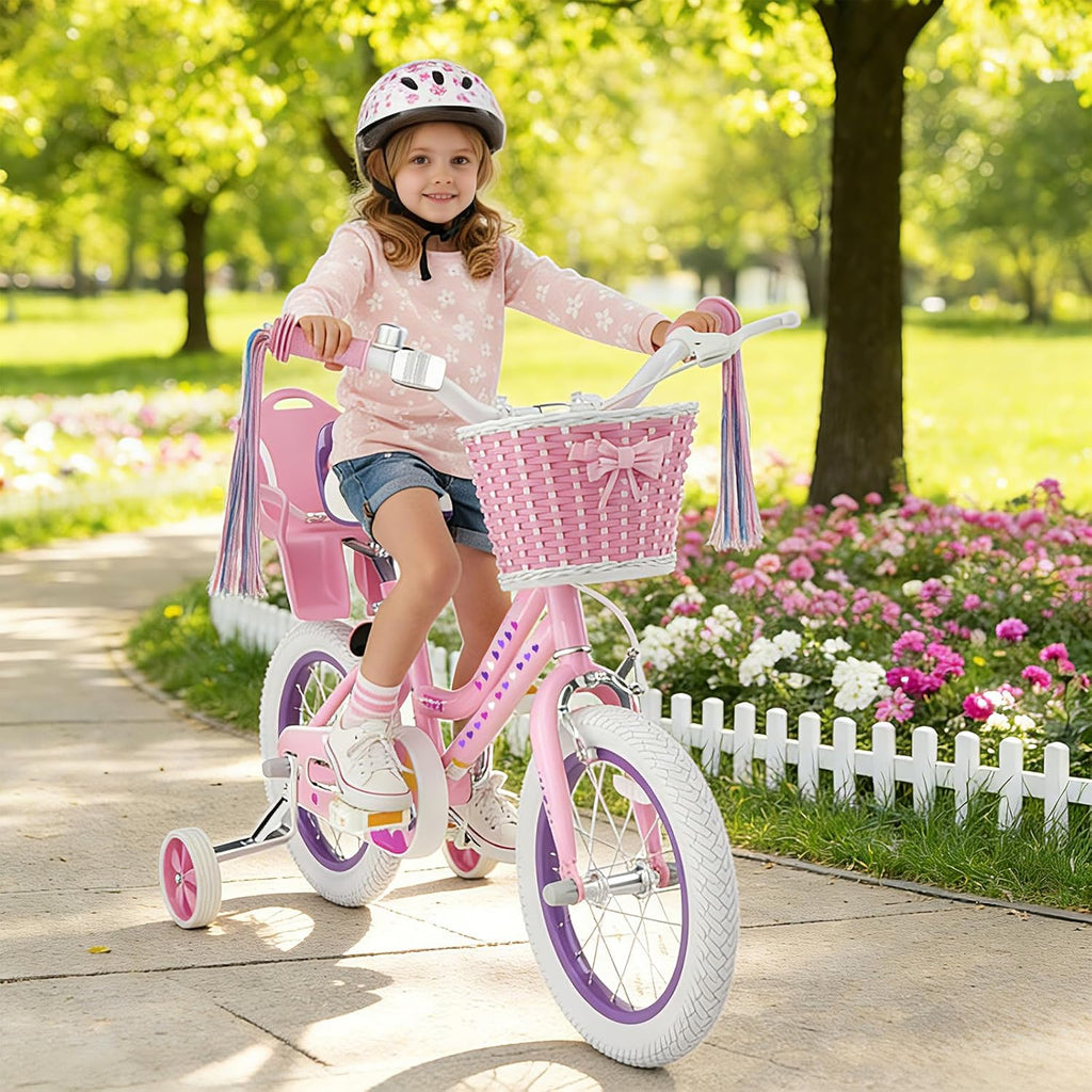 XJD Girls Bike for 2-12 Years Old Kids 12 14 16 20 Inch Toddler Bike,Retro Style Kids Bike with Training Wheels, 20 Inch Girl Bicycle with Kickstand