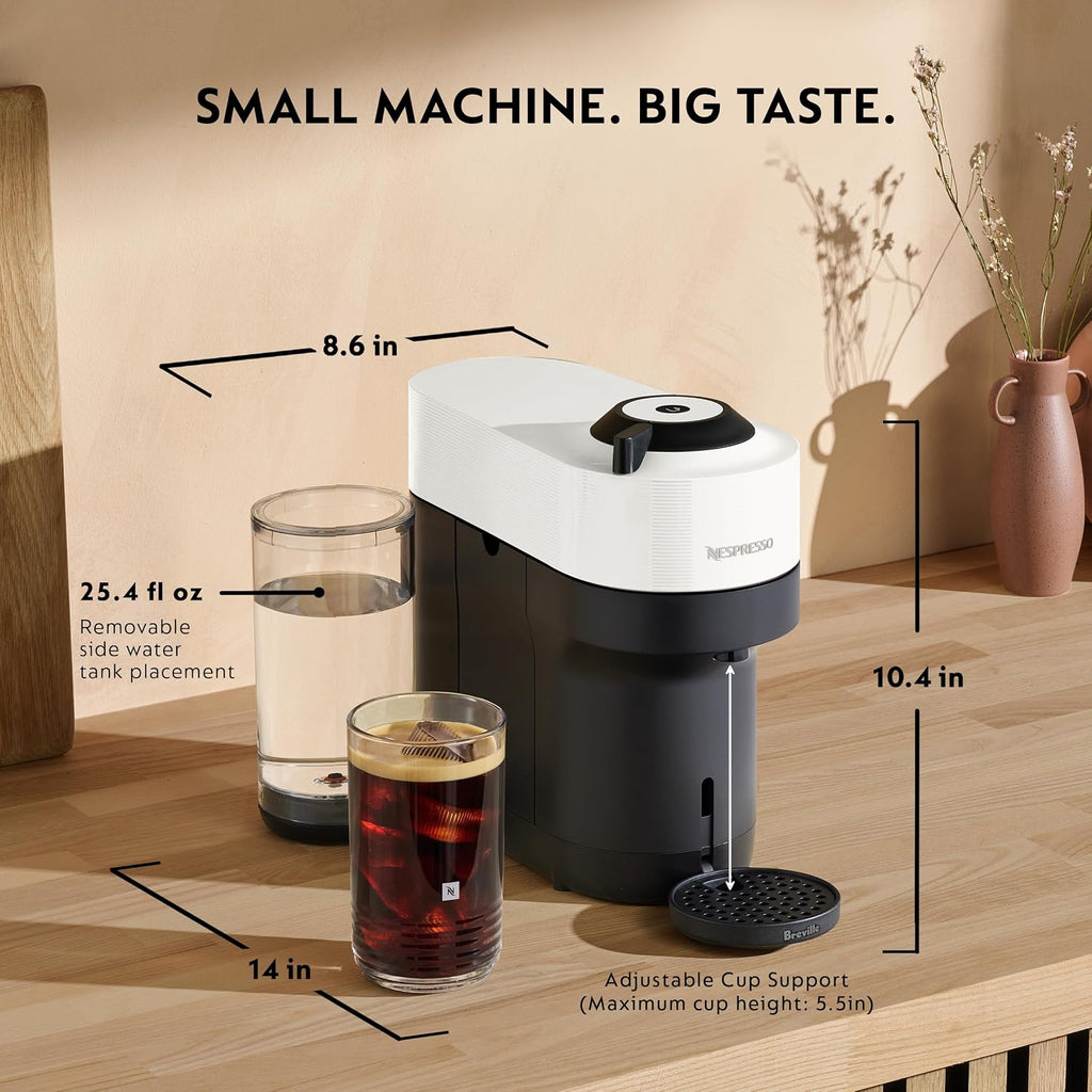 Nespresso Vertuo Pop+ Coffee and Espresso Maker by Breville with Milk Frother, Coconut White
