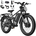 9000W Peak Dual Motor Electric Bike for Adults, 52V/48V 26' Fat Tire Full Suspension, 40-47MPH & 110 Miles, Hydraulic Brakes, UL2849