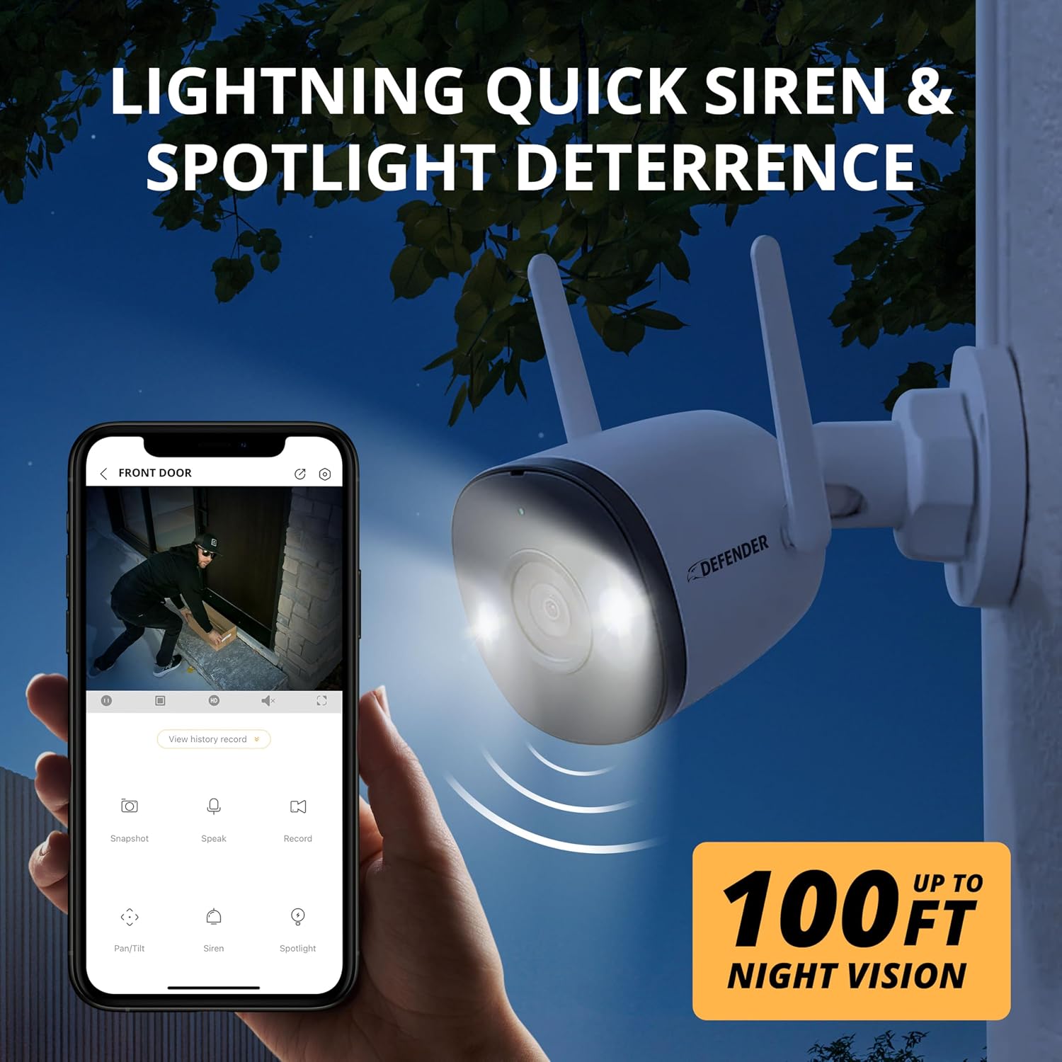 Defender AI Powered 4K Guard Pro 8MP WiFi 6, Plug-in Power Wireless Security Camera Outdoor, with Smart AI Human Detection, Bluetooth, Two-Way Talk, Works w/Guard App, 4 Pack