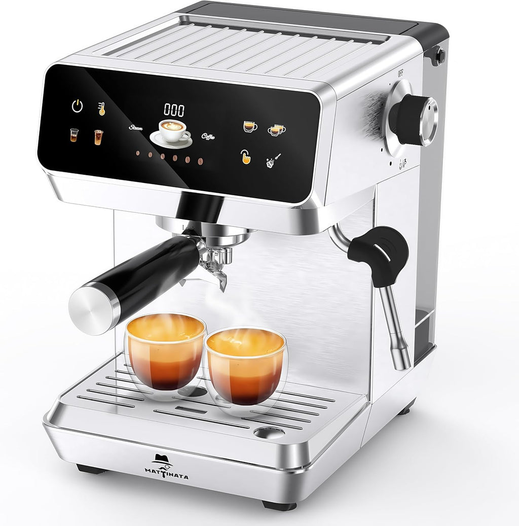 MAttinata Espresso Machine 20 Bar, Espresso Coffee Maker with Professional Milk Frother Steam Wand for Cappuccino & Latte, 60oz Removable Water Tank for Home，Stainless Steel