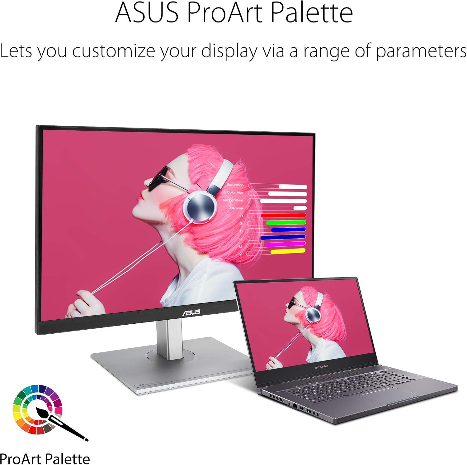 ASUS ProArt Display 27' Monitor PA278CV - WQHD (2560 x 1440), IPS, 100% sRGB, 100% Rec. 709, ΔE < 2, Calman Verified, USB Hub, USB-C, DisplayPort Daisy-Chaining, HDMI, Eye Care, Height Adjustable